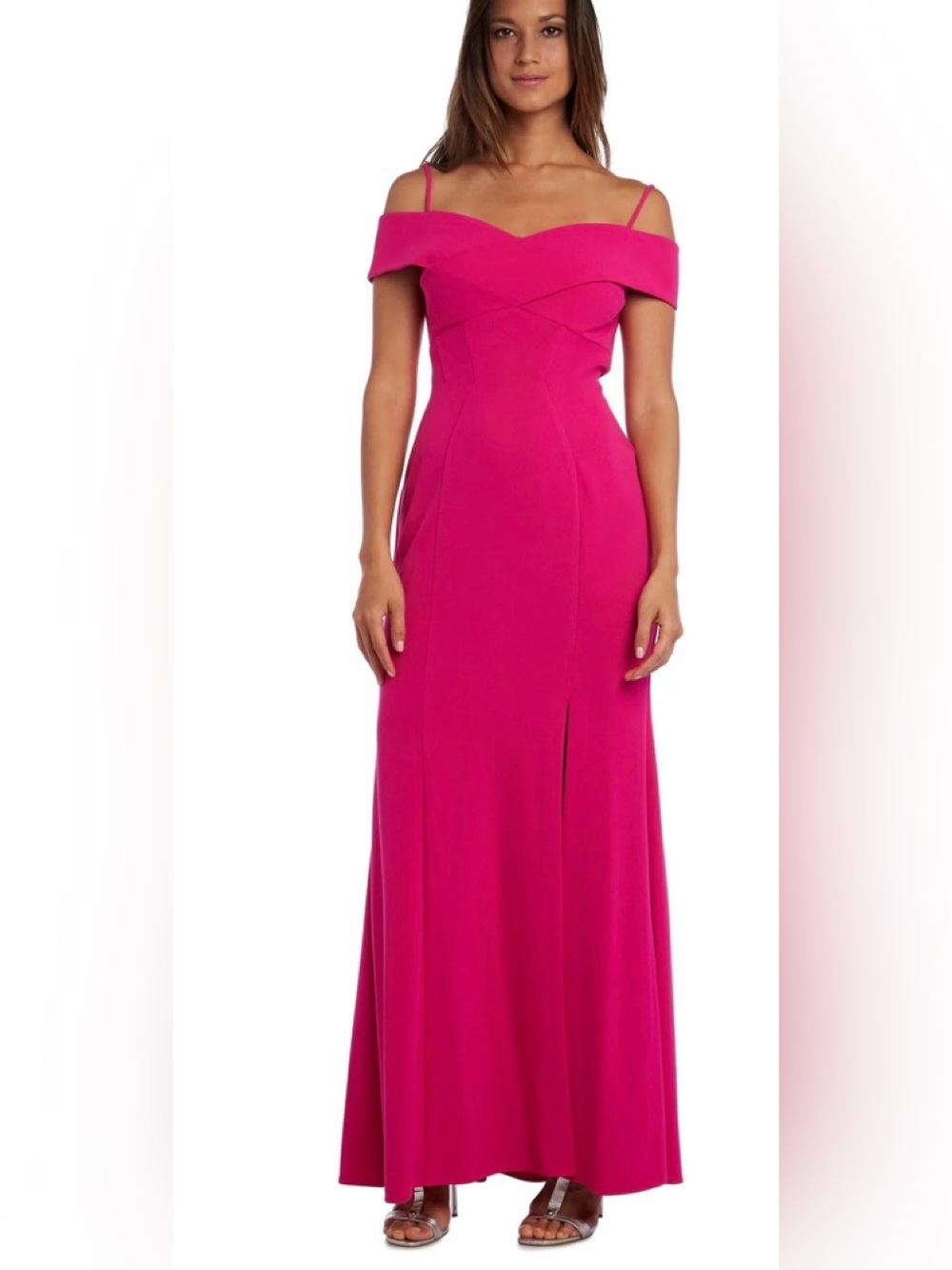 Night Way Collections Off-Shoulder Pink Maxi Gown